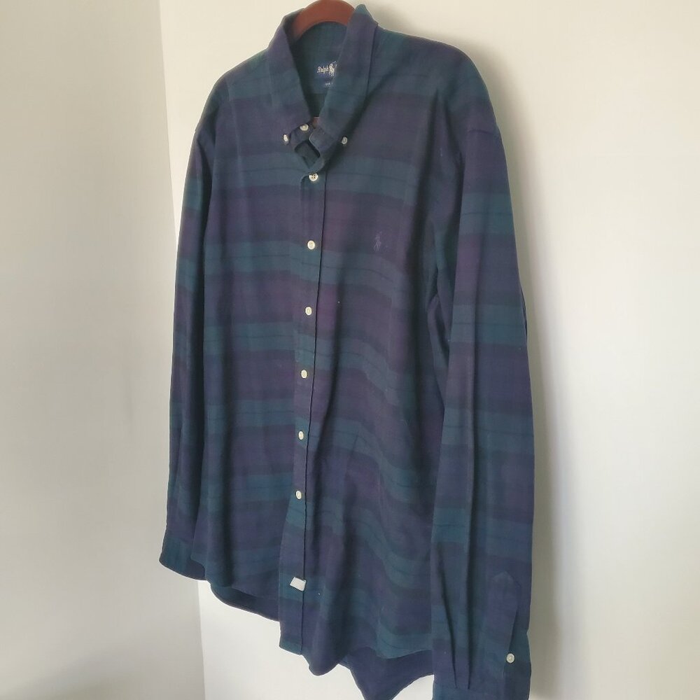 Ralph Lauren Blue & Green Plaid Button Down Shirt  XXL